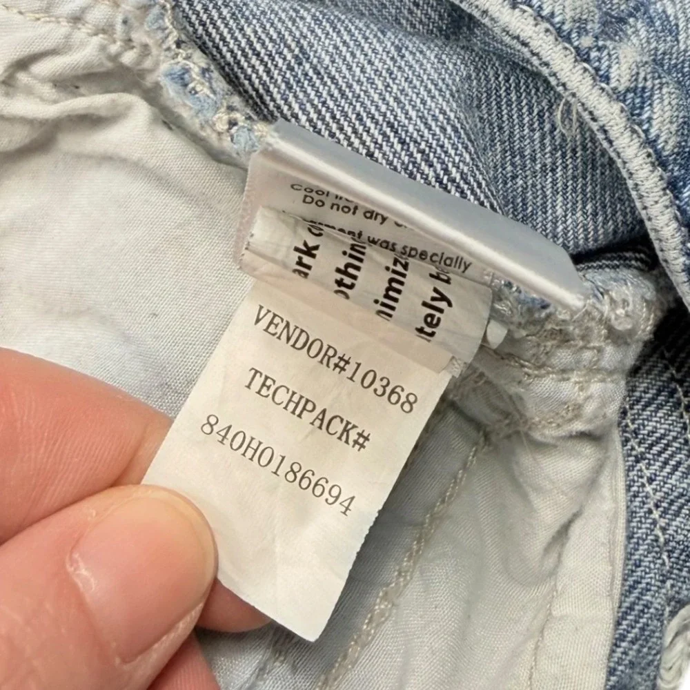 PacSun Light Wash Denim Mini Skirt Raw Hem Distressed Side Stripe Womens‎ 26